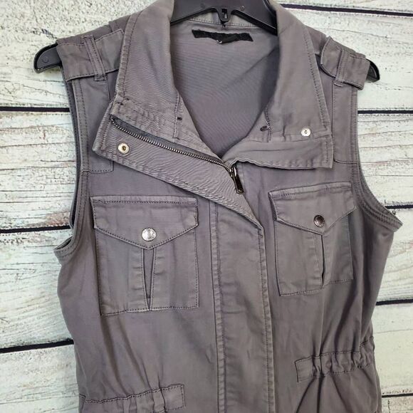 Tinsel Utility Vest Women’s Size S Gray Cargo Pocket Sleeveless Zip Front - Picture 2 of 6